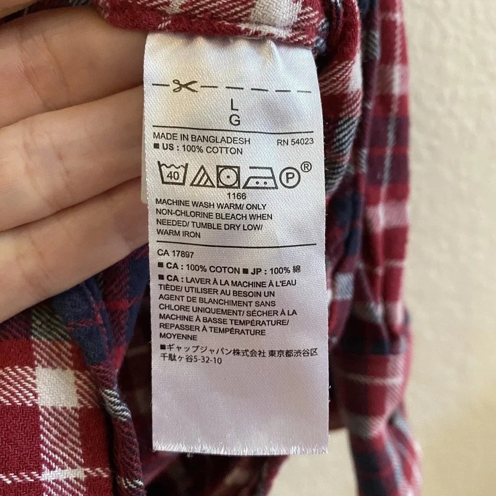 Banana Republic Mens Shirt Large‎ Red Plaid Flannel Long Sleeve Button Up Cotton